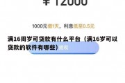 满16周岁可贷款有什么平台(满16岁可以贷款的软件有哪些) 满16周岁可贷款有什么平台(满16岁可以贷款的软件有哪些)