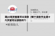 满16周岁哪里可以贷款(哪个贷款平台满十六岁就可以贷款的?) 满16周岁哪里可以贷款(哪个贷款平台满十六岁就可以贷款的?)