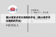 满16周岁才可以贷款的平台(满16周岁可以借款的平台) 满16周岁才可以贷款的平台(满16周岁可以借款的平台)