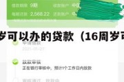 满16周岁可以办的贷款(16周岁可以申请的贷款) 满16周岁可以办的贷款(16周岁可以申请的贷款)