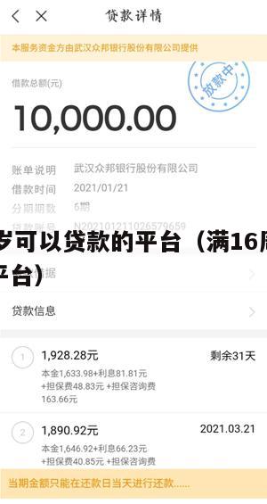 满16周岁可以贷款的平台(满16周岁可以借款的平台)