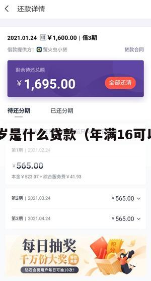 满16周岁是什么贷款(年满16可以贷款的平台)