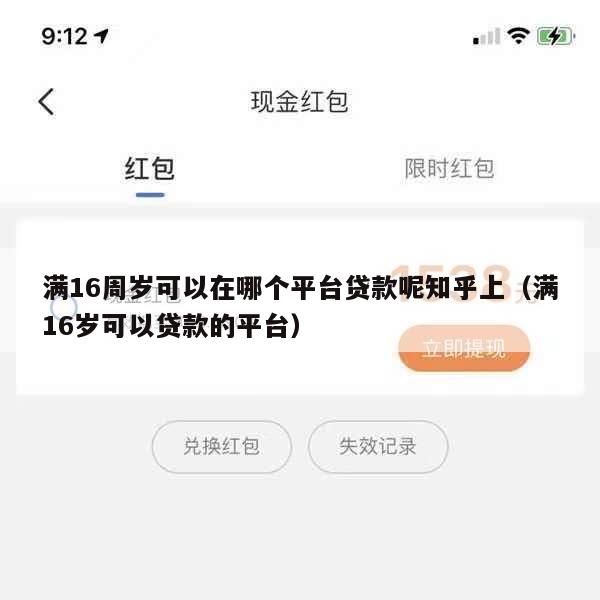 满16周岁可以在哪个平台贷款呢知乎上(满16岁可以贷款的平台)