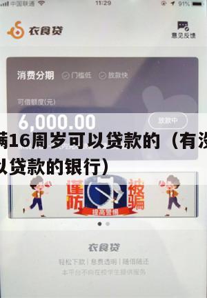 有没有满16周岁可以贷款的(有没有满16周岁可以贷款的银行)