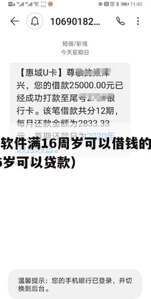 什么贷款软件满16周岁可以借钱的(什么贷款软件16岁可以贷款)