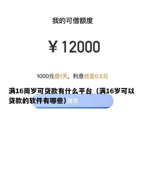 满16周岁可贷款有什么平台(满16岁可以贷款的软件有哪些)
