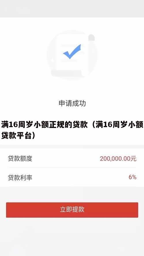 满16周岁小额正规的贷款(满16周岁小额贷款平台)